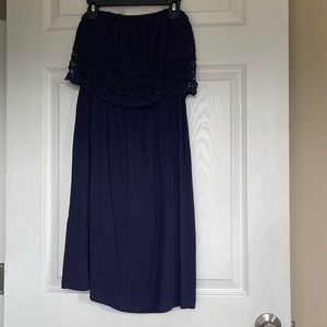 Navy strapless dress